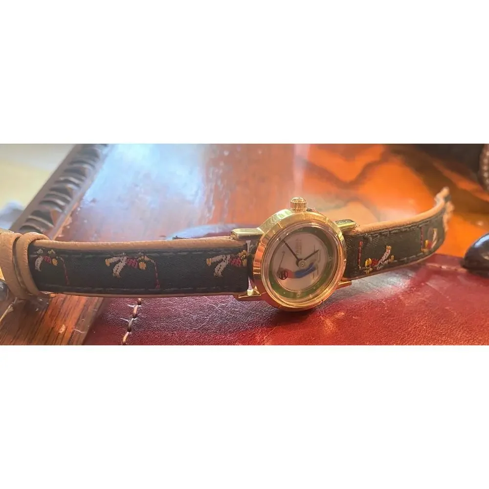 RARE Women's 23mm Gold Tone Tajima Golf Watch, Tapestry Band